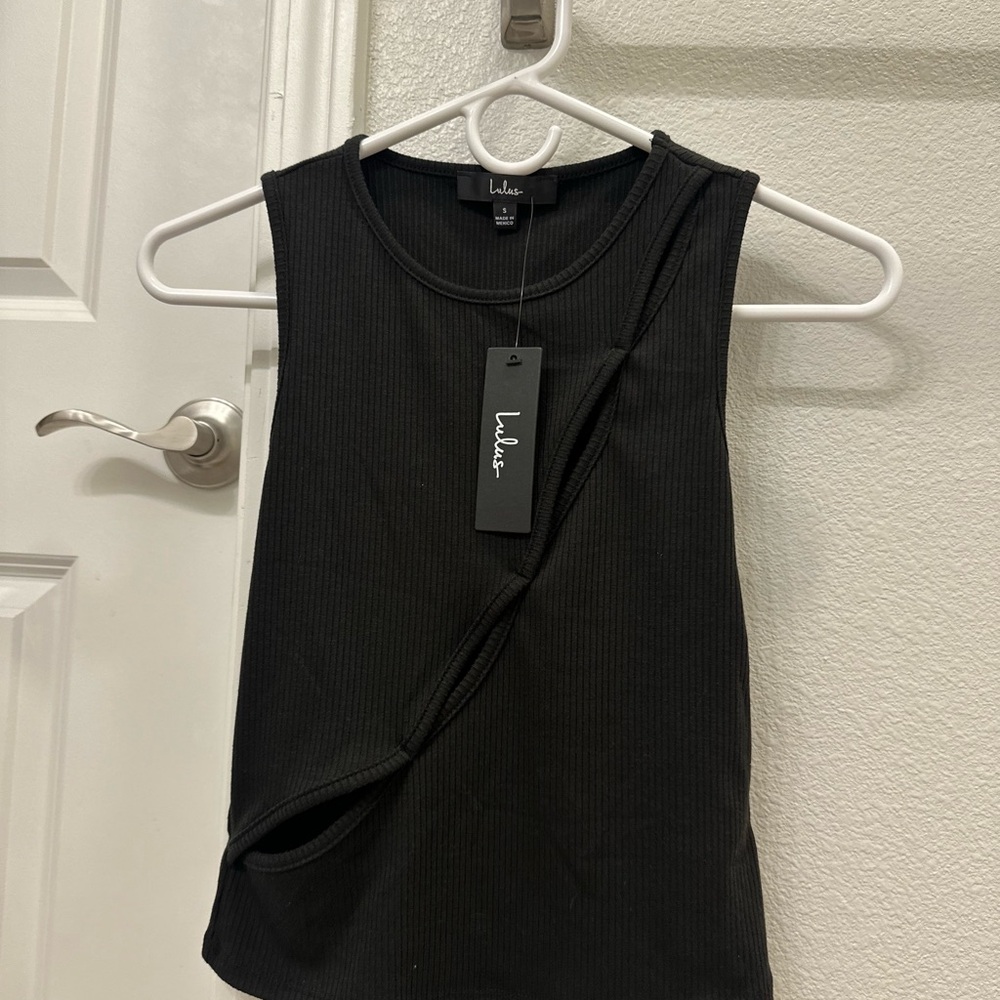 Lulu's Ribbed Black Tank Top - Picture 4 of 6